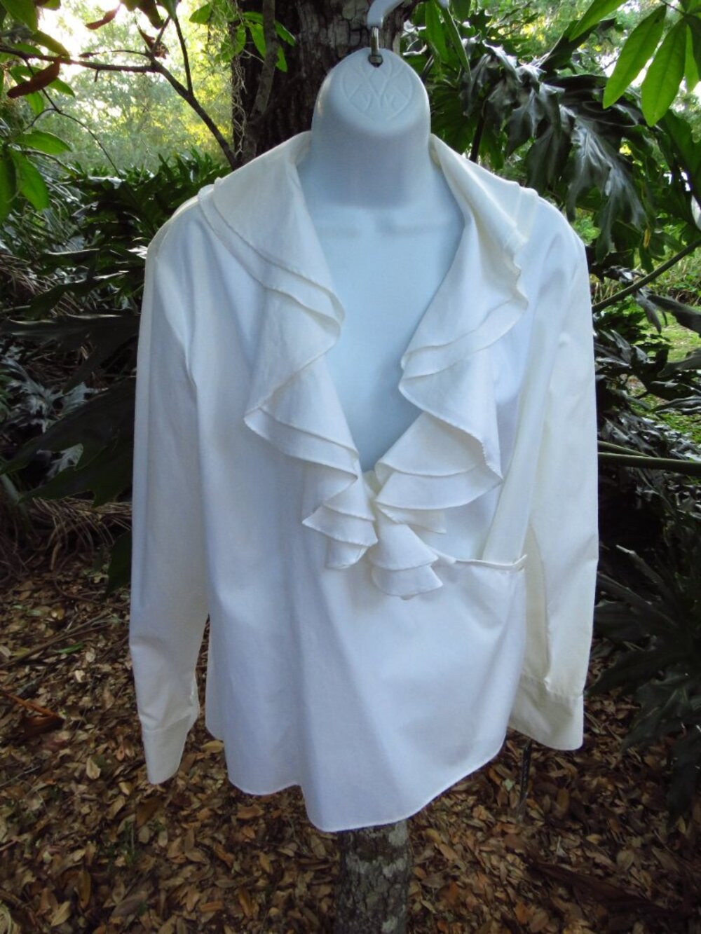 Ralph Lauren Womens Large Double ruffled collar Shirt - Picture 3 of 15